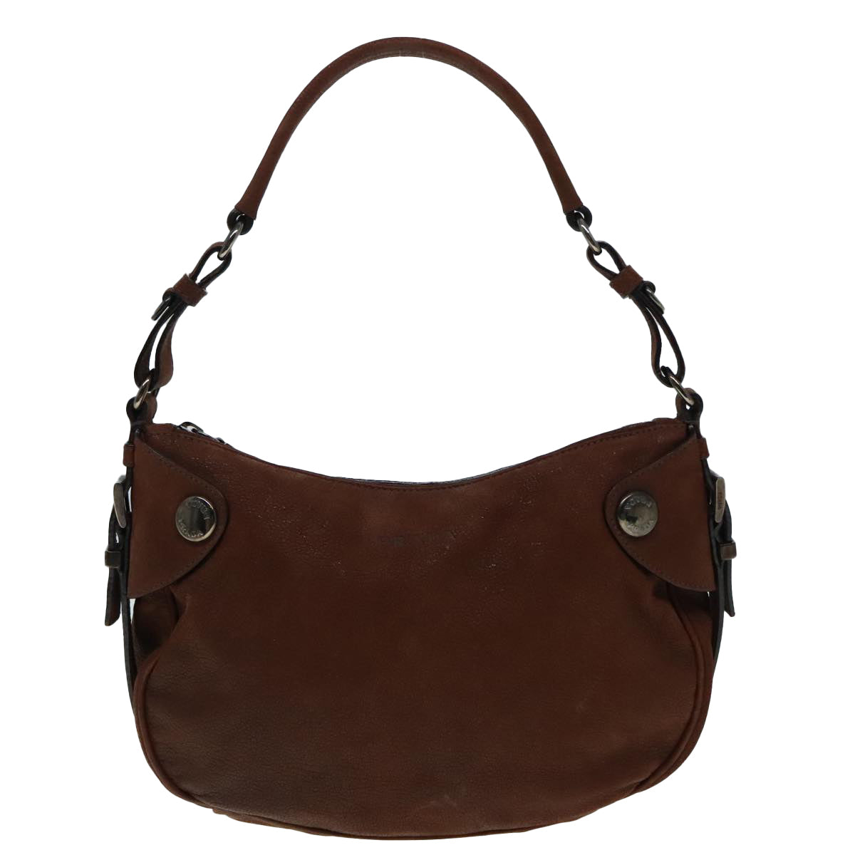 PRADA Shoulder Bag Leather Brown Auth 92453