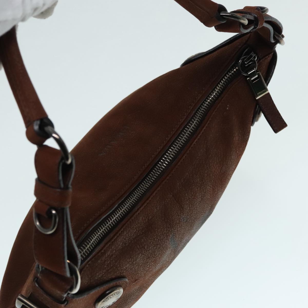 PRADA Shoulder Bag Leather Brown Auth 92453