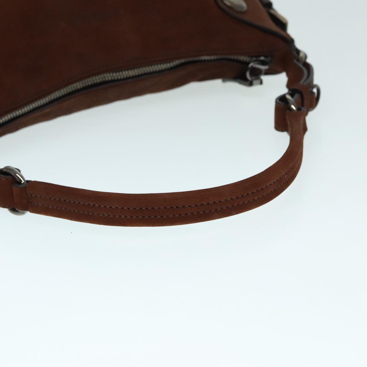 PRADA Shoulder Bag Leather Brown Auth 92453