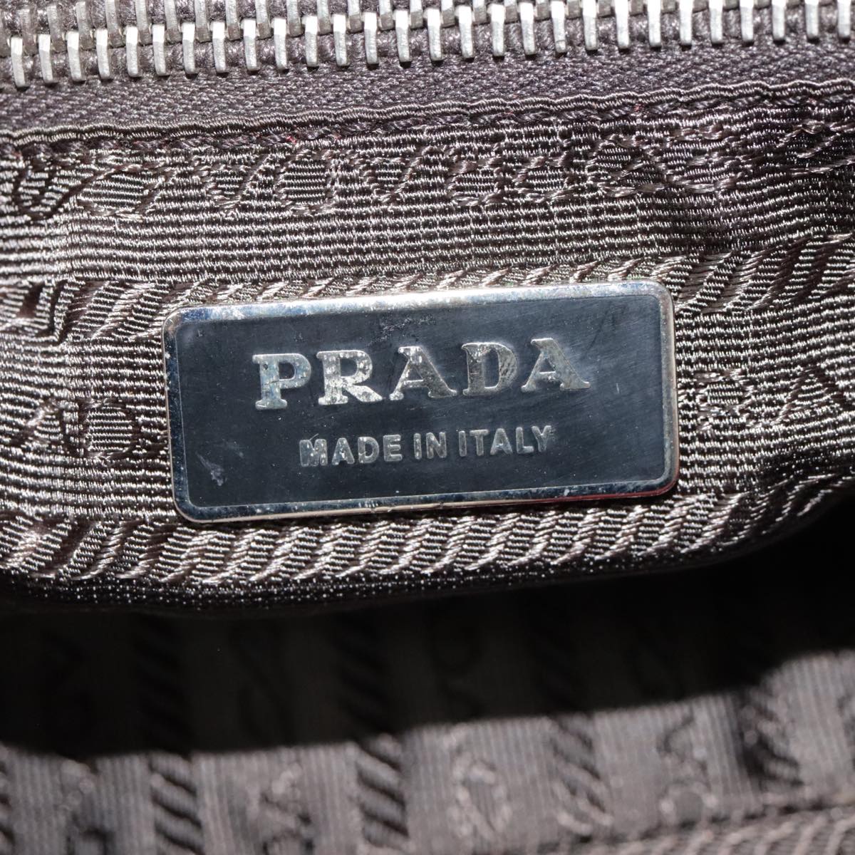 PRADA Shoulder Bag Leather Red Silver Auth 92460