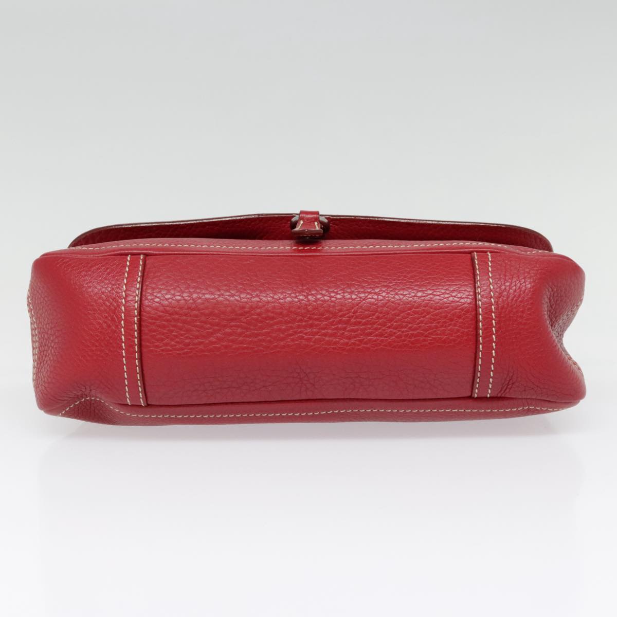 PRADA Shoulder Bag Leather Red Silver Auth 92460