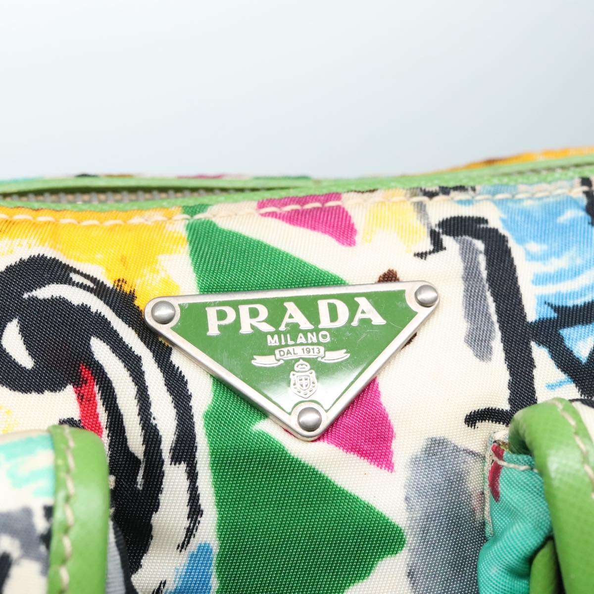 PRADA Shoulder Bag Nylon Green Silver Auth 92462