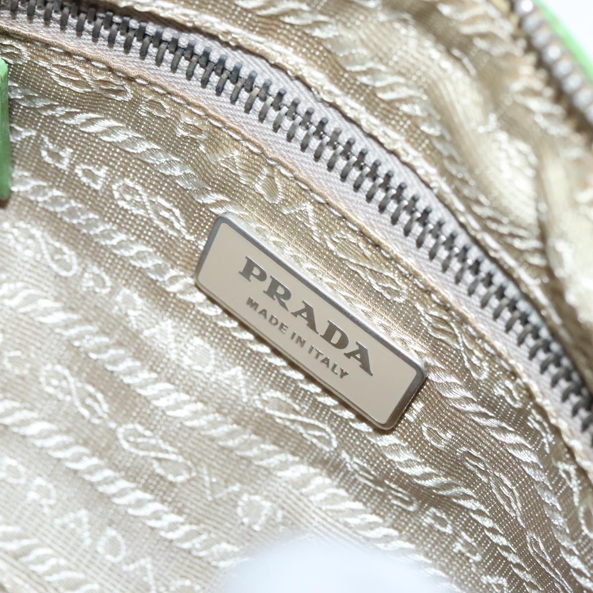 PRADA Shoulder Bag Nylon Green Silver Auth 92462