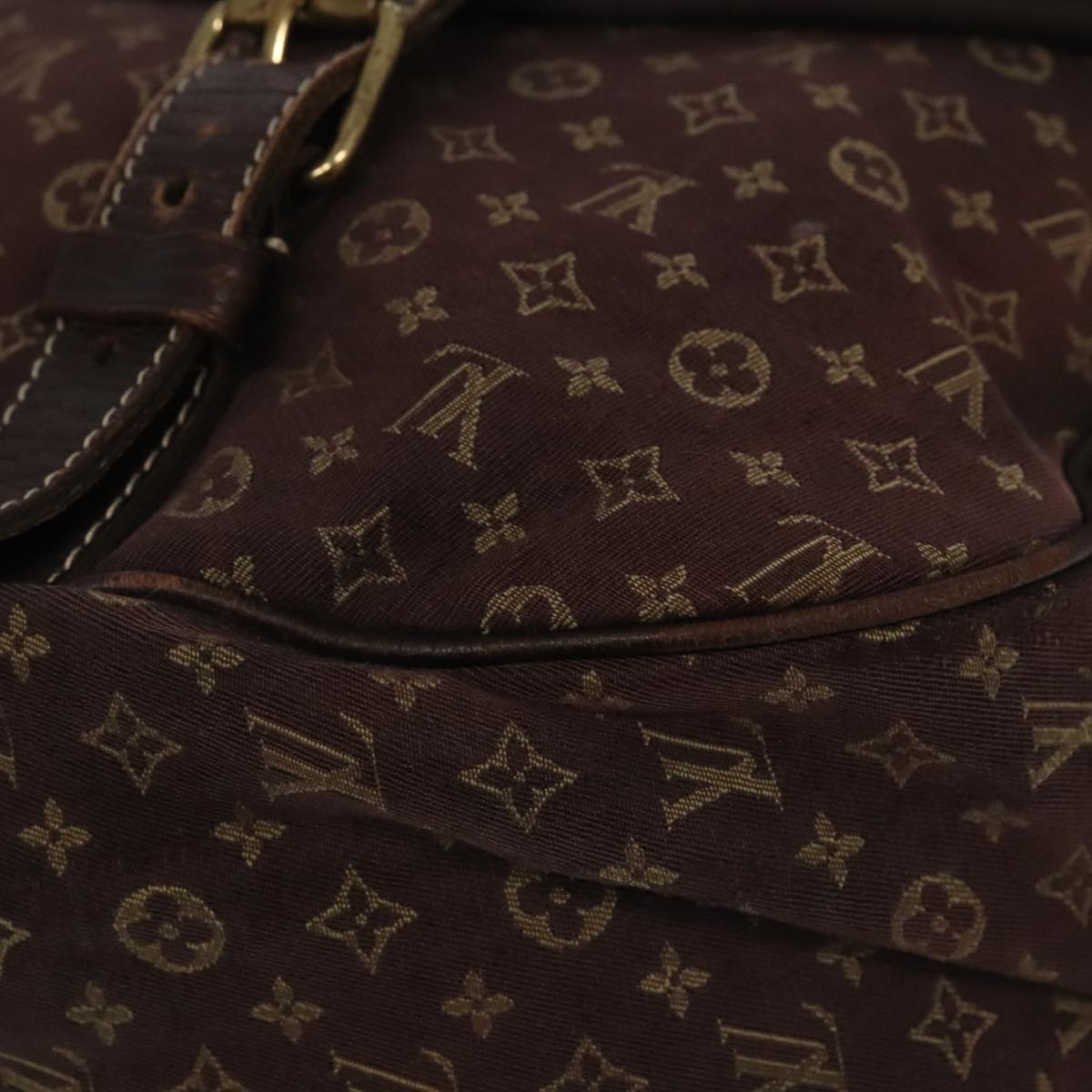 LOUIS VUITTON Monogram Mini Lin Saumur XL Shoulder Bag Ebene M95220 Auth 92467