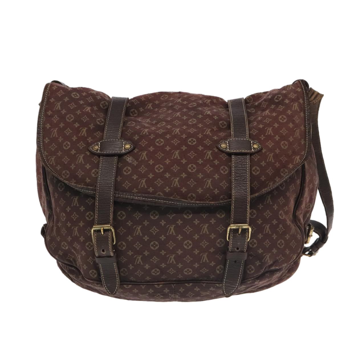 LOUIS VUITTON Monogram Mini Lin Saumur XL Shoulder Bag Ebene M95220 Auth 92467 - 0