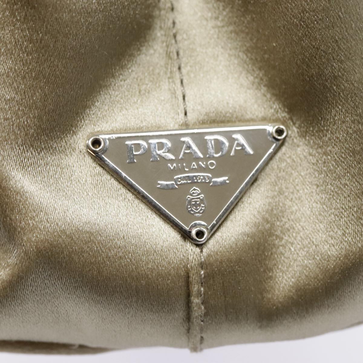 PRADA Hand Bag Satin Gold Silver Auth 92471