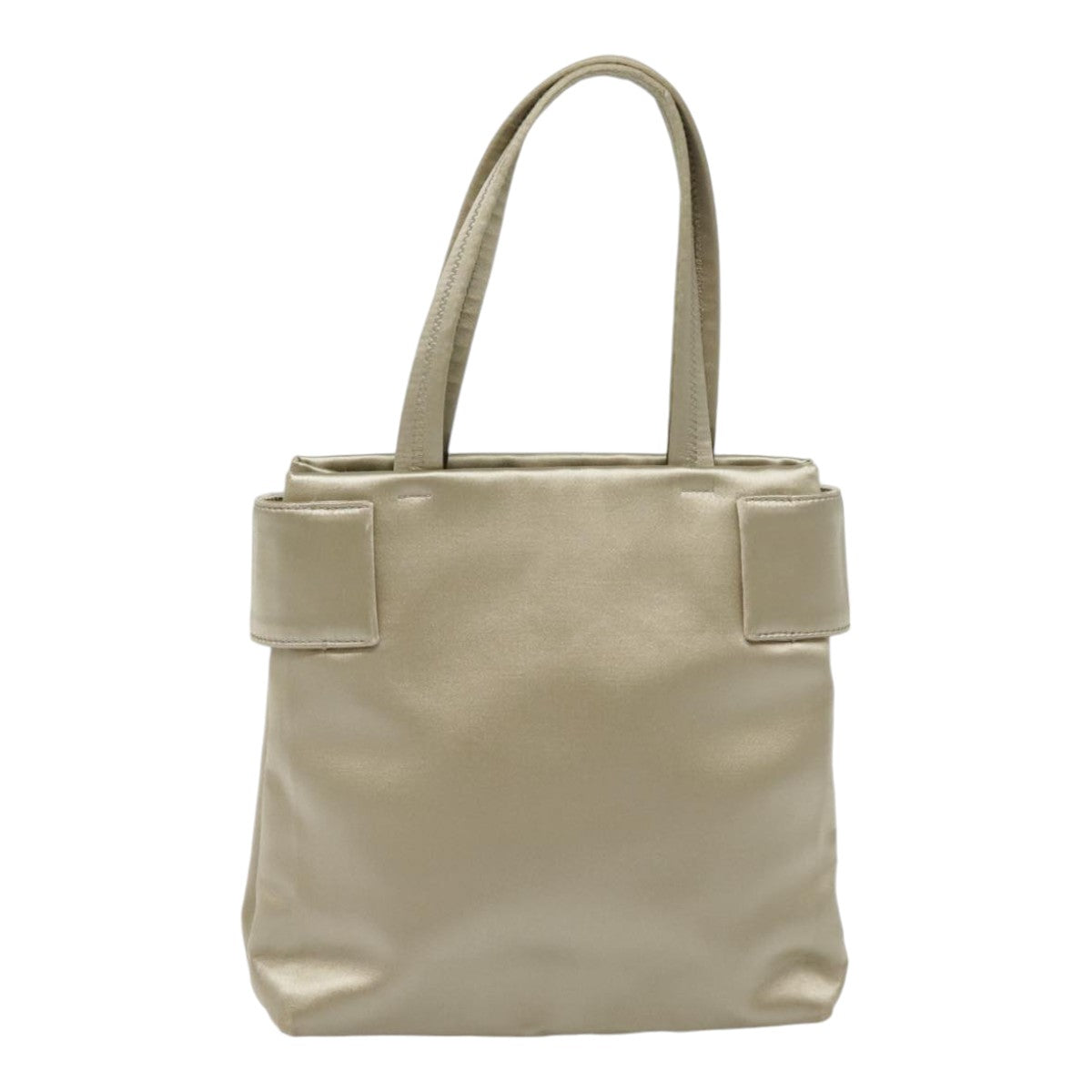 PRADA Hand Bag Satin Gold Silver Auth 92471 - 0