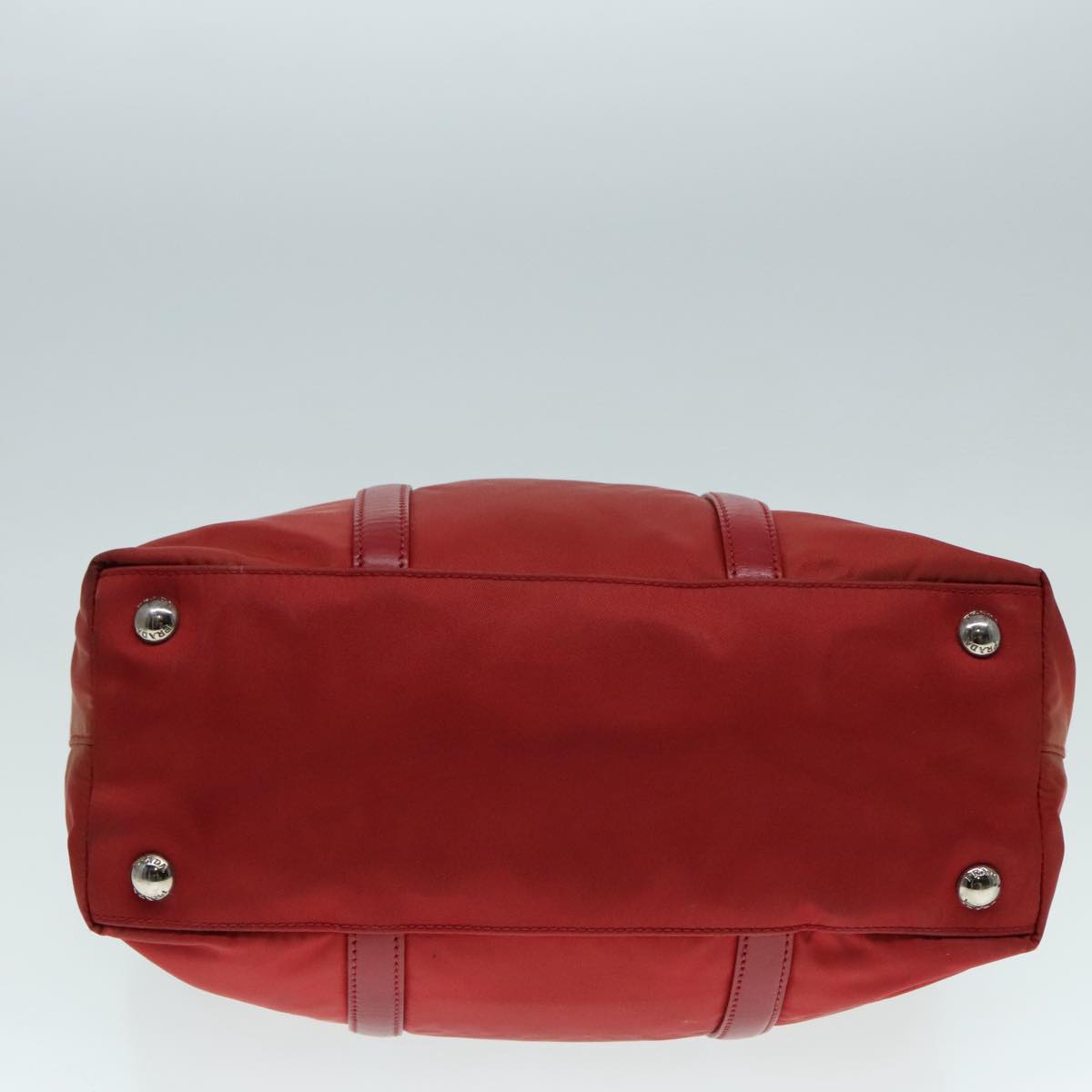 PRADA Hand Bag Nylon 2way Red Silver Auth 92474