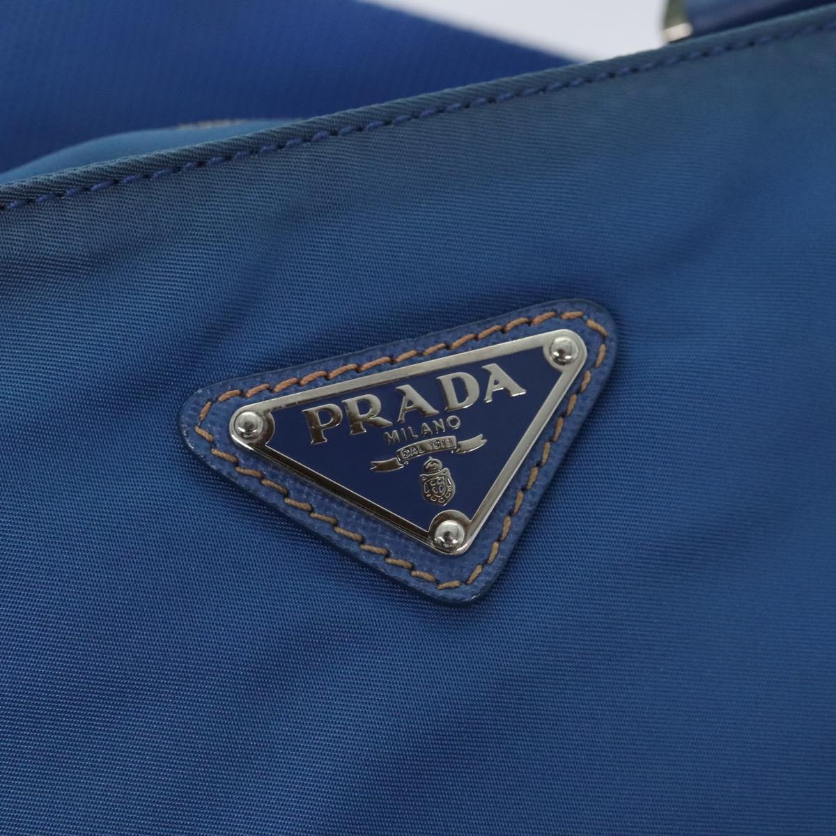 PRADA Shoulder Bag Nylon Blue Silver Auth 92475