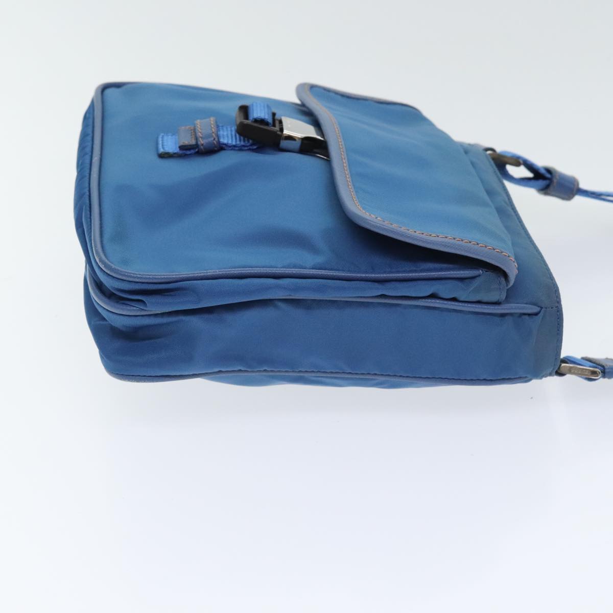 PRADA Shoulder Bag Nylon Blue Silver Auth 92475