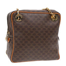 CELINE Macadam Canvas Shoulder Bag PVC Leather Brown Gold Auth 92489-1
