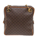 CELINE Macadam Canvas Shoulder Bag PVC Leather Brown Gold Auth 92489-13