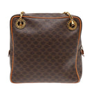 CELINE Macadam Canvas Shoulder Bag PVC Leather Brown Gold Auth 92489-2