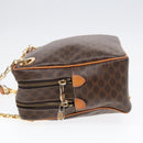 CELINE Macadam Canvas Shoulder Bag PVC Leather Brown Gold Auth 92489-3
