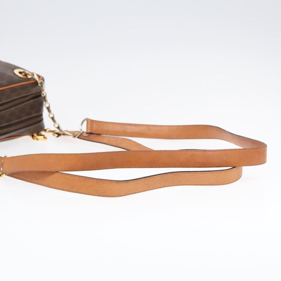 CELINE Macadam Canvas Shoulder Bag PVC Leather Brown Gold Auth 92489