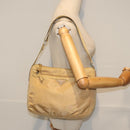 PRADA Shoulder Bag Nylon Beige Silver Auth 92490-23