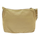 PRADA Shoulder Bag Nylon Beige Silver Auth 92490-2