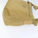 PRADA Shoulder Bag Nylon Beige Silver Auth 92490-3