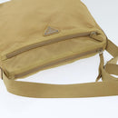PRADA Shoulder Bag Nylon Beige Silver Auth 92490-6