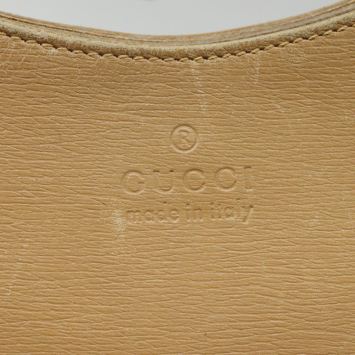 GUCCI Bamboo Shoulder Bag Leather Beige White Auth 92495