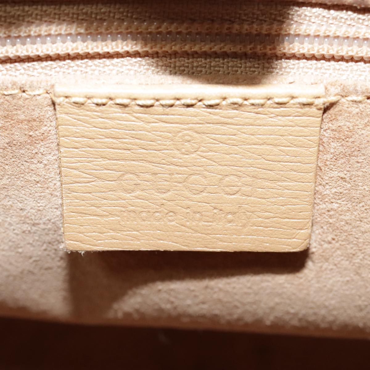 GUCCI Bamboo Shoulder Bag Leather Beige White Auth 92495