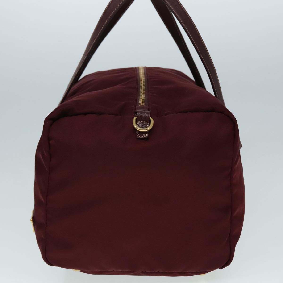 PRADA Boston Bag Nylon 2way Bordeaux Gold Auth 92506