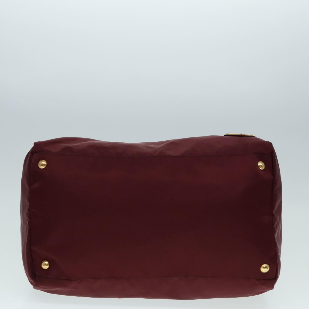 PRADA Boston Bag Nylon 2way Bordeaux Gold Auth 92506