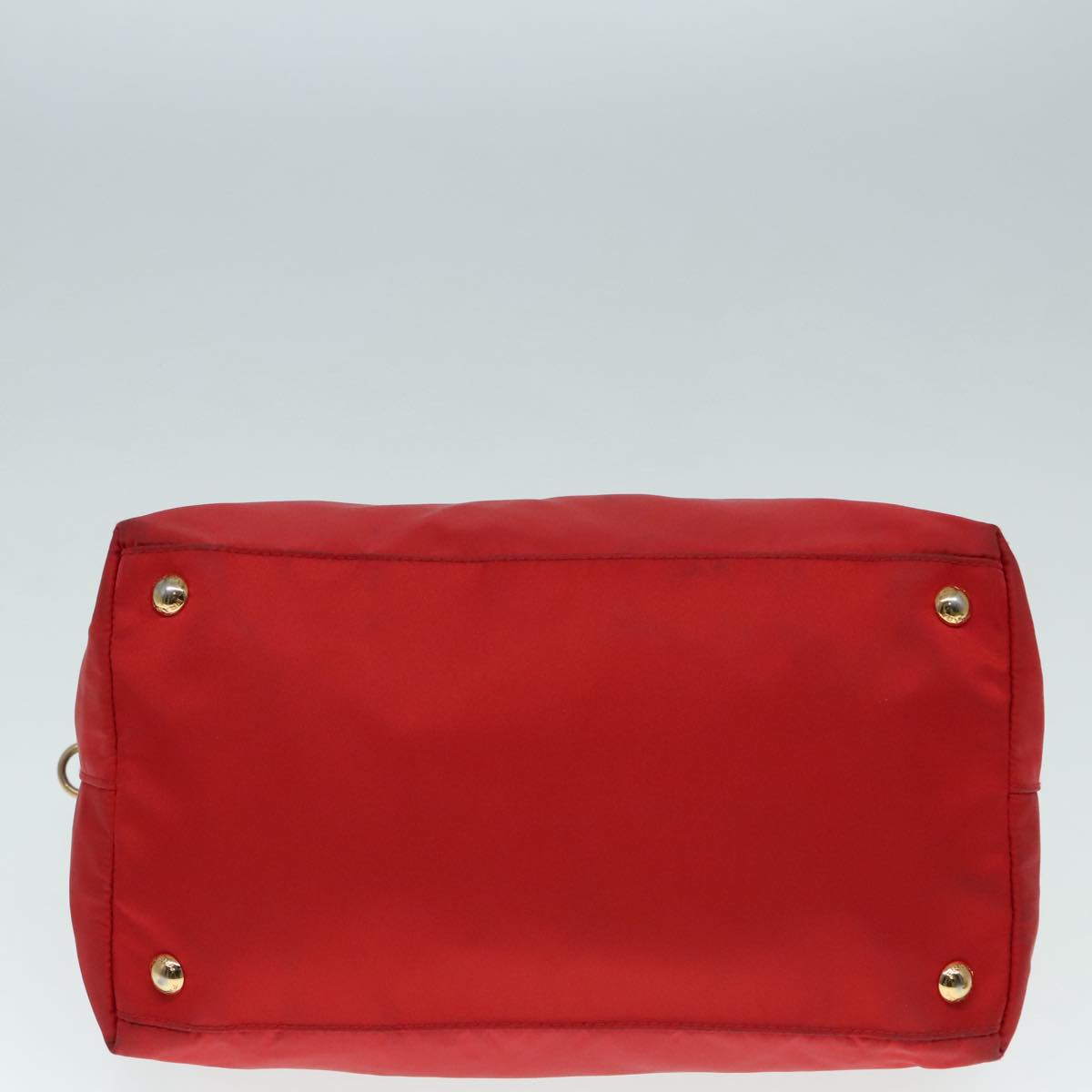 PRADA Hand Bag Nylon 2way Red Gold Auth 92513