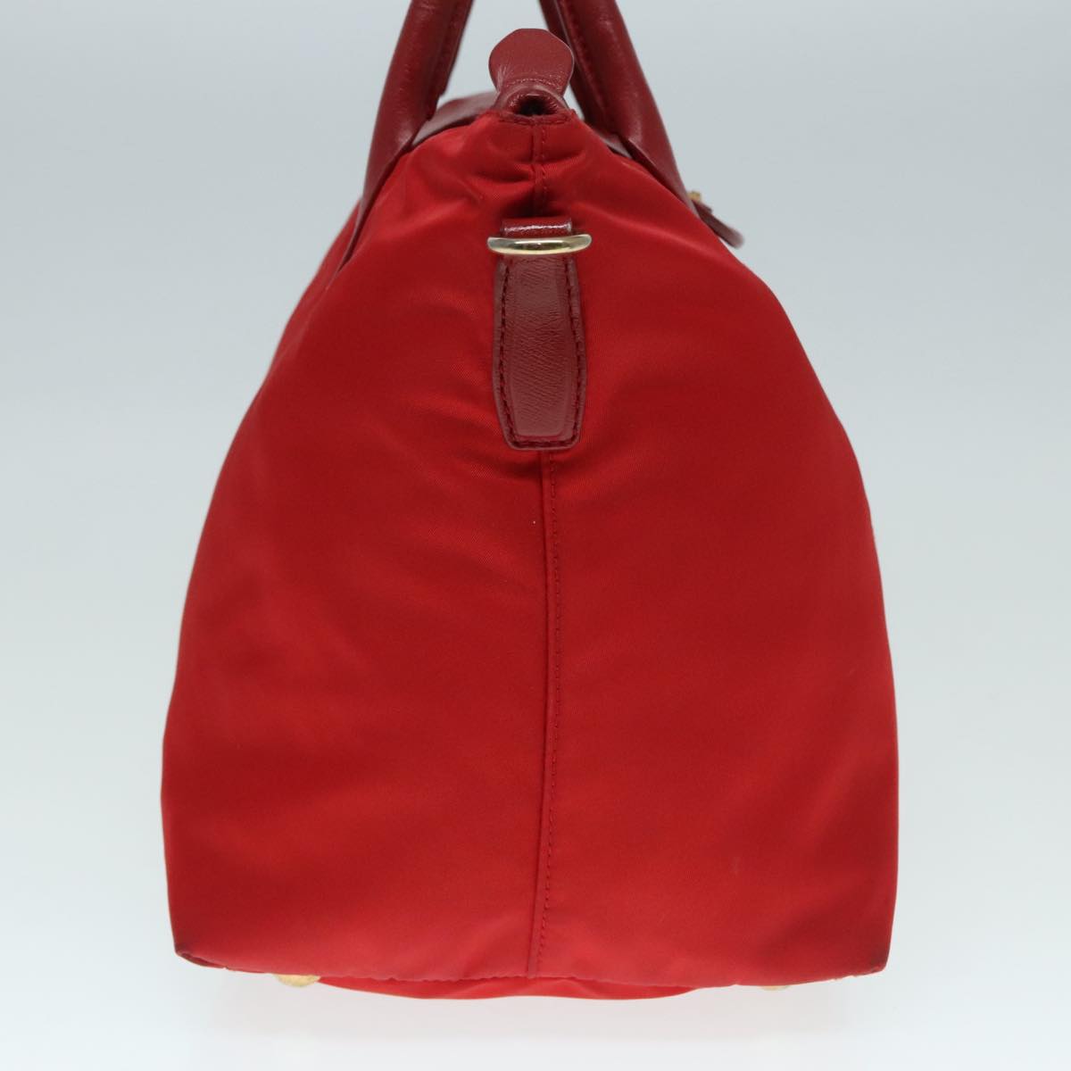 PRADA Hand Bag Nylon 2way Red Gold Auth 92513