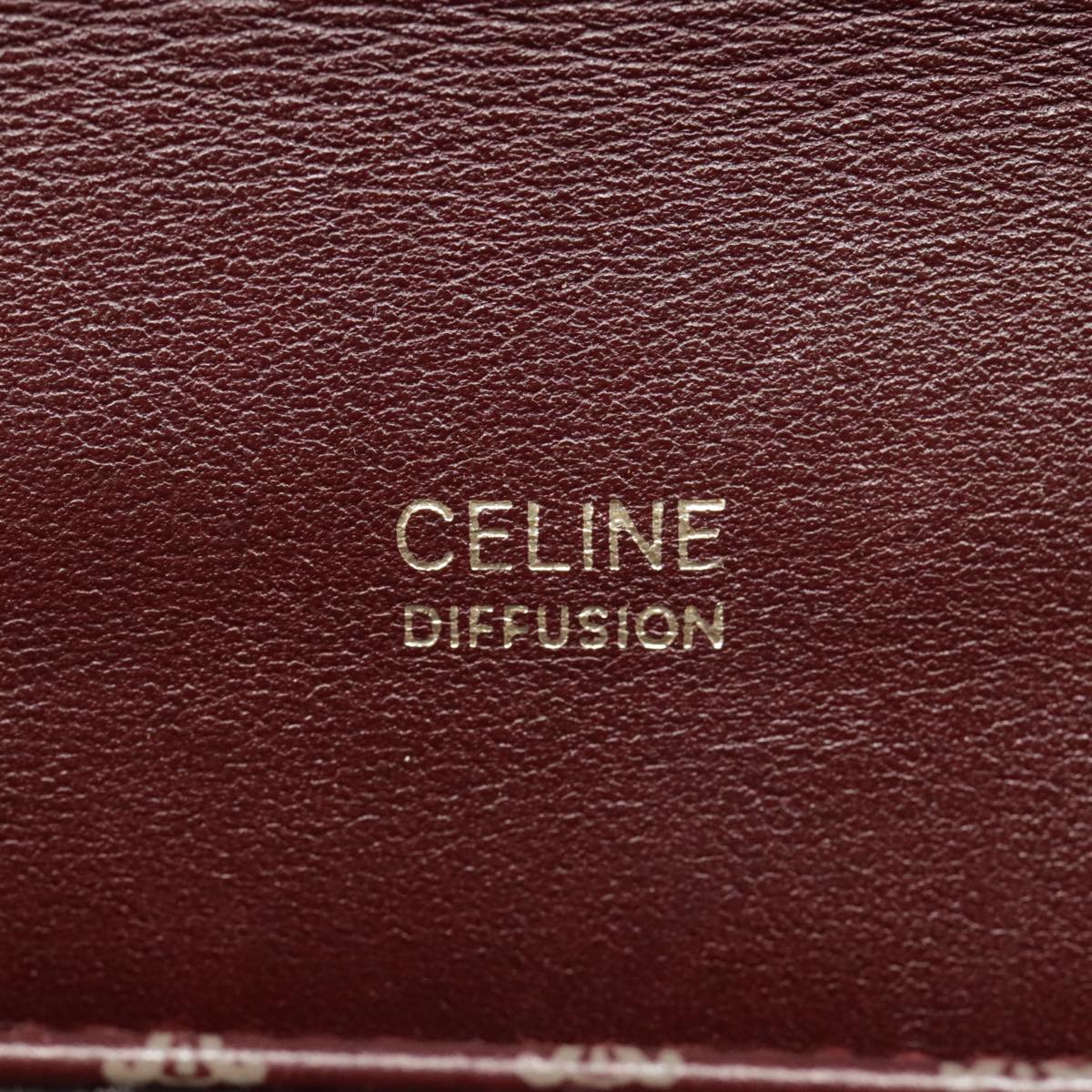 CELINE Macadam Canvas Shoulder Bag Leather Bordeaux Gold Auth 92523