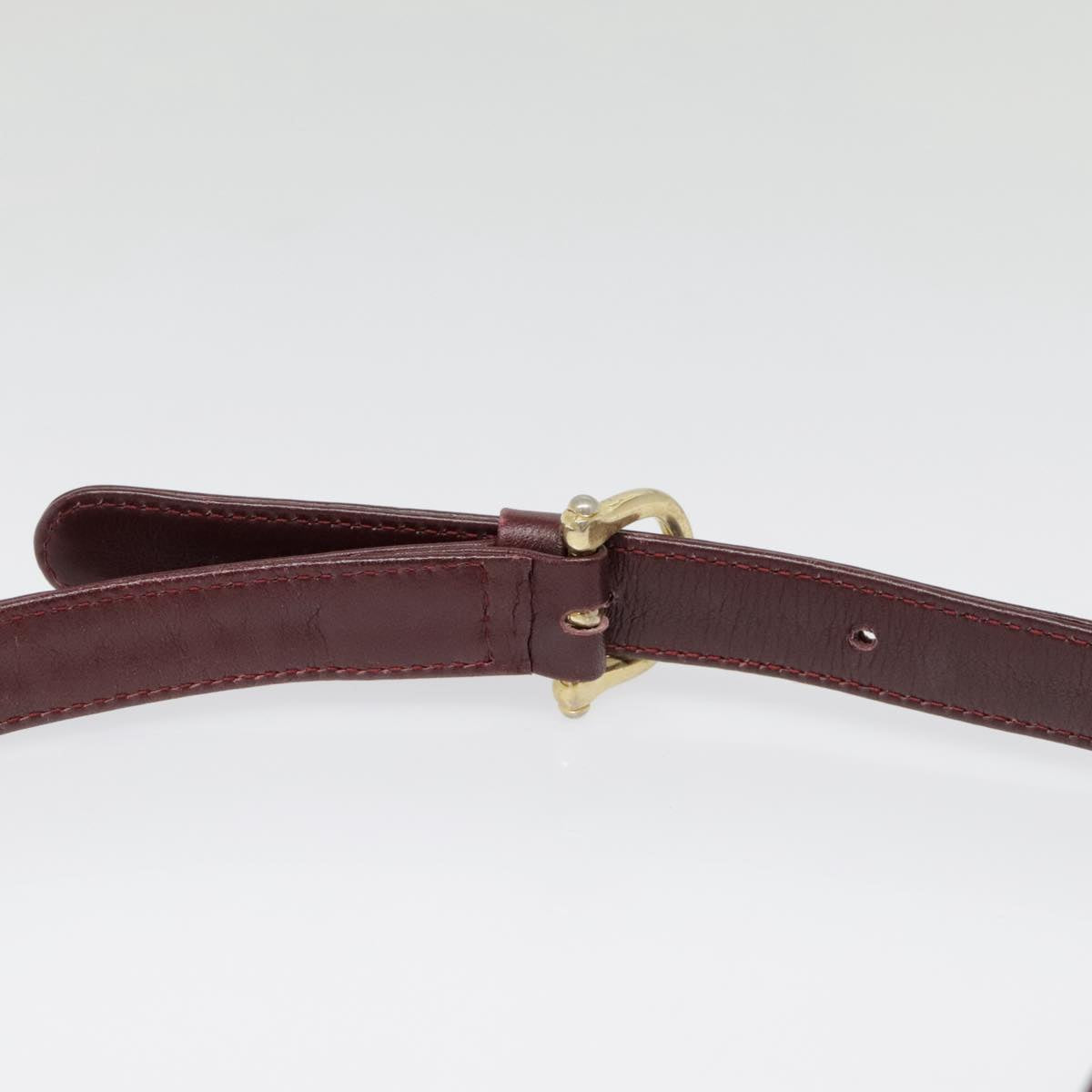 CELINE Macadam Canvas Shoulder Bag Leather Bordeaux Gold Auth 92523