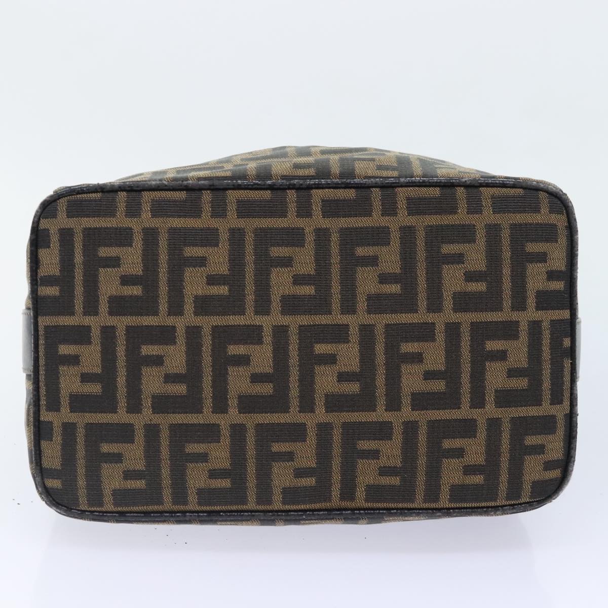 FENDI Zucca Canvas Vanity Pouch Brown Black gold Auth 92526