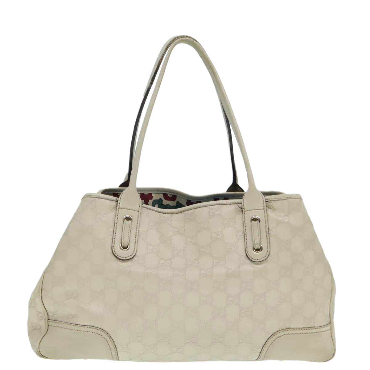 GUCCI Guccissima Tote Bag Leather White Auth 92534