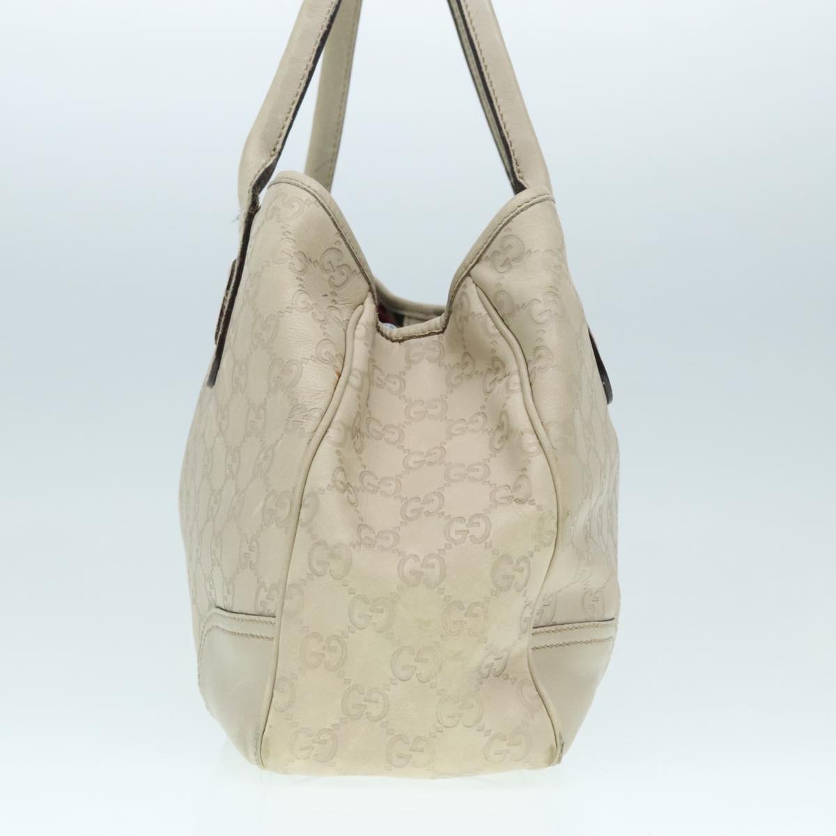 GUCCI Guccissima Tote Bag Leather White Auth 92534