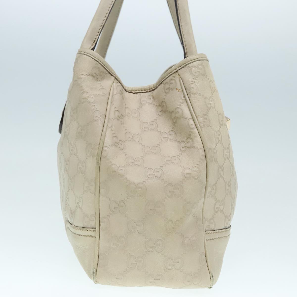 GUCCI Guccissima Tote Bag Leather White Auth 92534