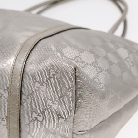 GUCCI GG implementation Tote Bag PVC Silver Auth 92536