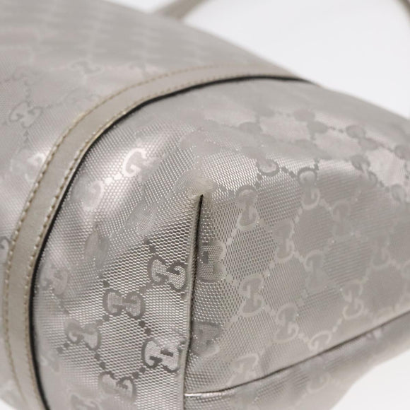 GUCCI GG implementation Tote Bag PVC Silver Auth 92536