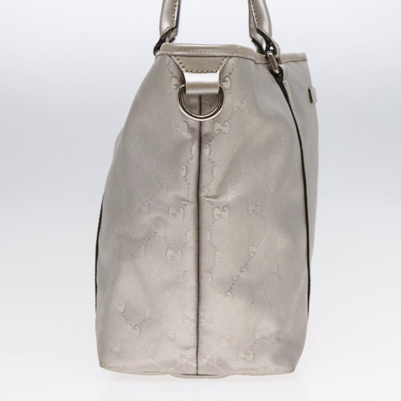 GUCCI GG implementation Tote Bag PVC Silver Auth 92536