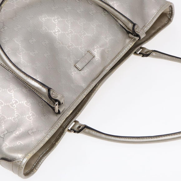 GUCCI GG implementation Tote Bag PVC Silver Auth 92536