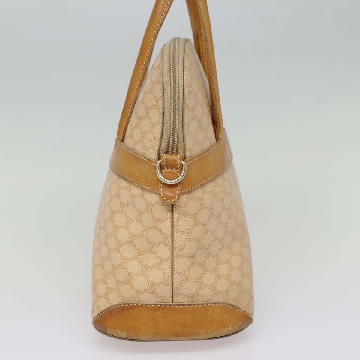 CELINE Macadam Canvas Hand Bag PVC Leather Beige Gold Auth 92542