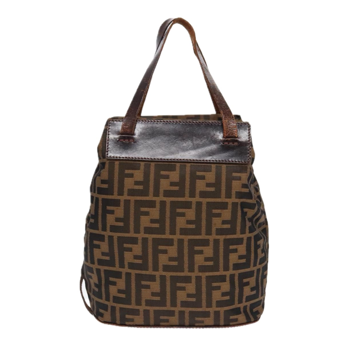 FENDI Zucca Canvas Hand Bag Brown Black Silver Auth 92553 - 0