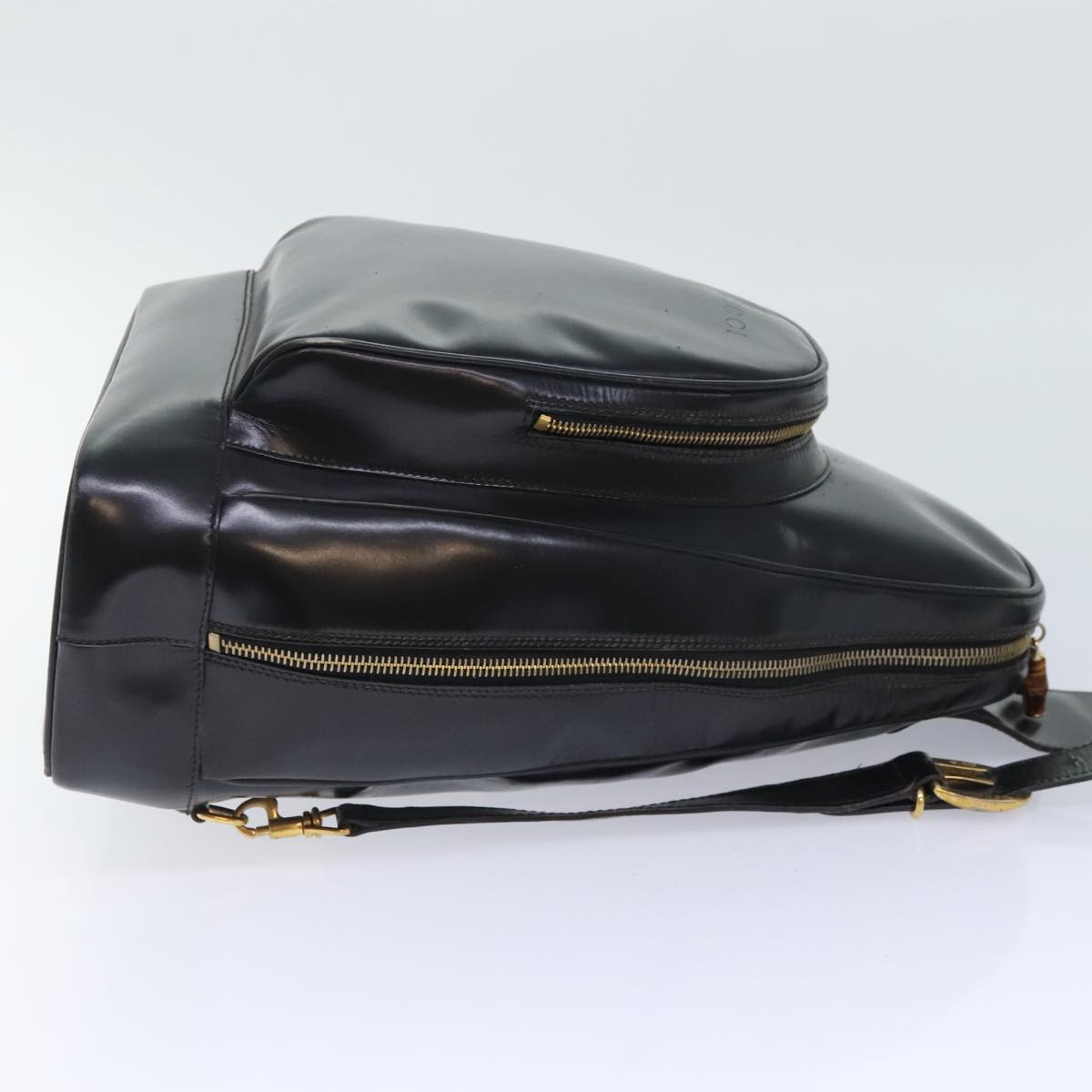 GUCCI Shoulder Bag Patent leather Black Gold 003 2113 0027 Auth 92598