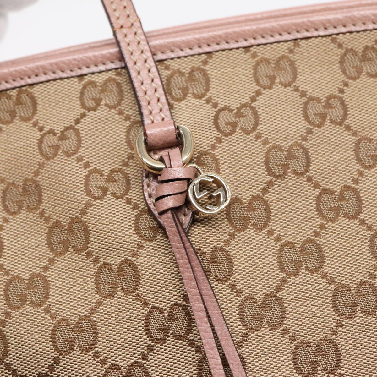 GUCCI GG Canvas Tote Bag Beige Auth 92607