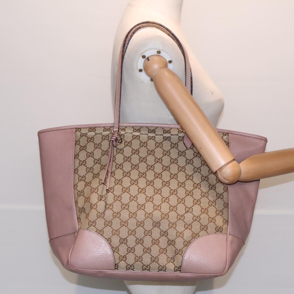 GUCCI GG Canvas Tote Bag Beige Auth 92607