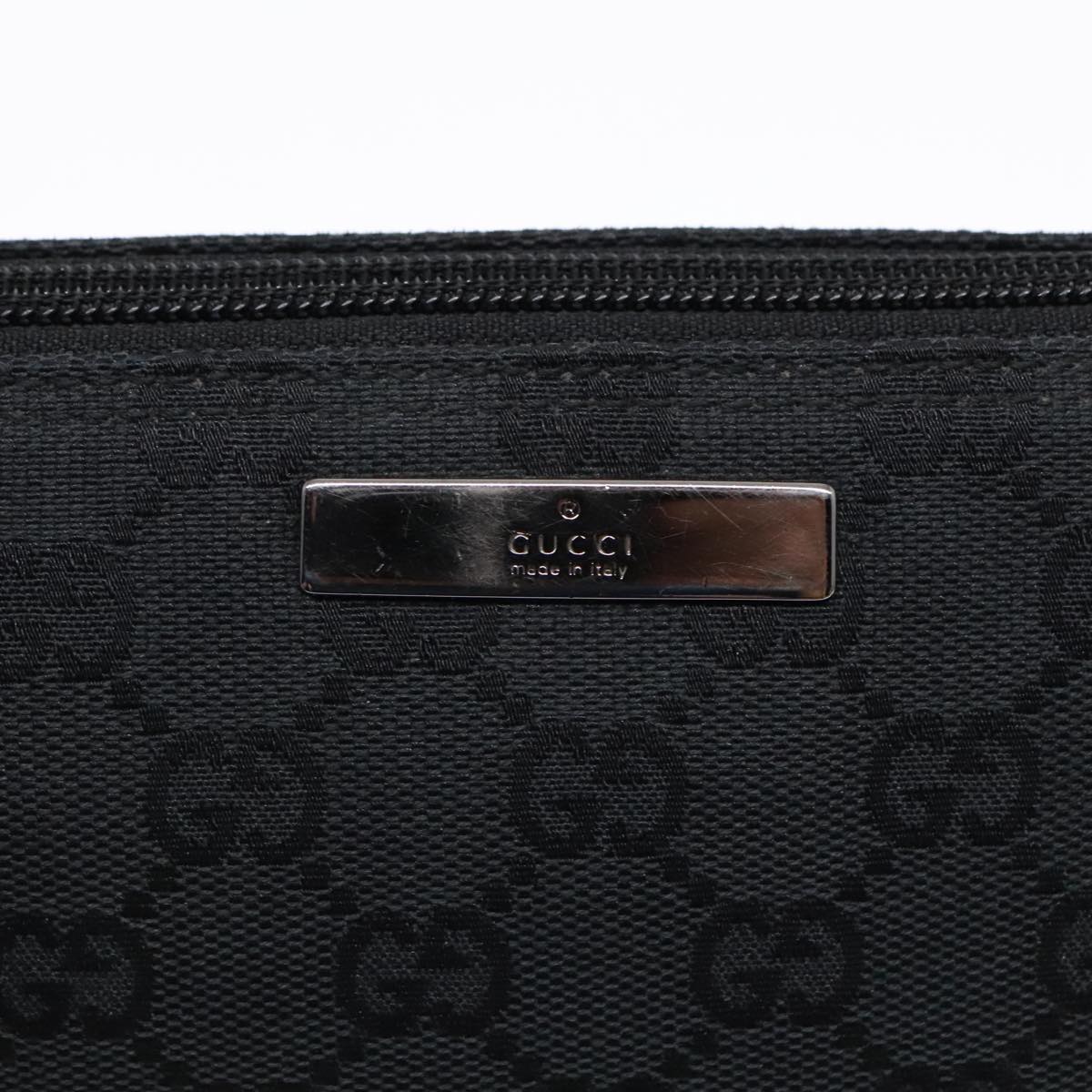 GUCCI GG Canvas Accessory Pouch Black Silver 039 1103 Auth 92636