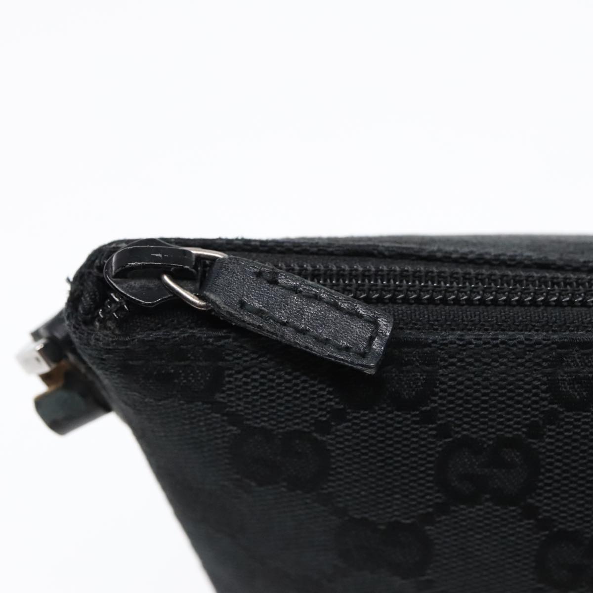 GUCCI GG Canvas Accessory Pouch Black Silver 039 1103 Auth 92636