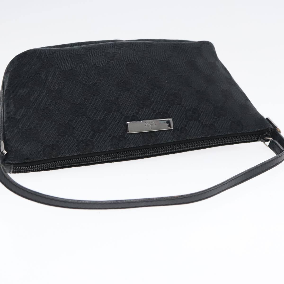 GUCCI GG Canvas Accessory Pouch Black Silver 039 1103 Auth 92636