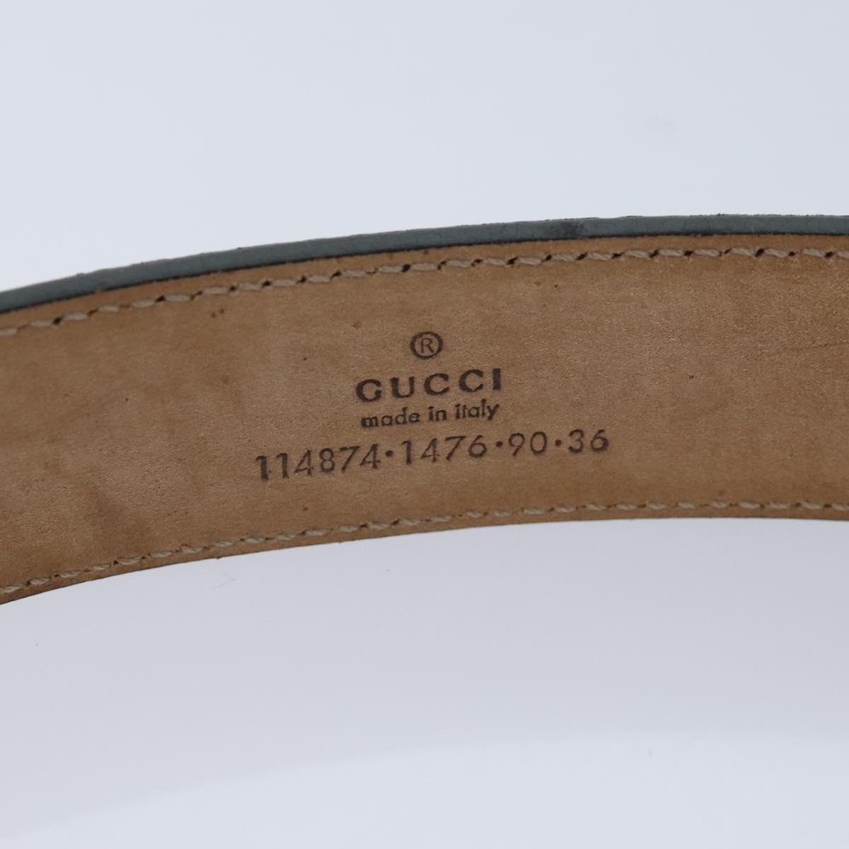 GUCCI Interlocking GG Canvas Belt 37.4"" Black 114874 Auth 92644