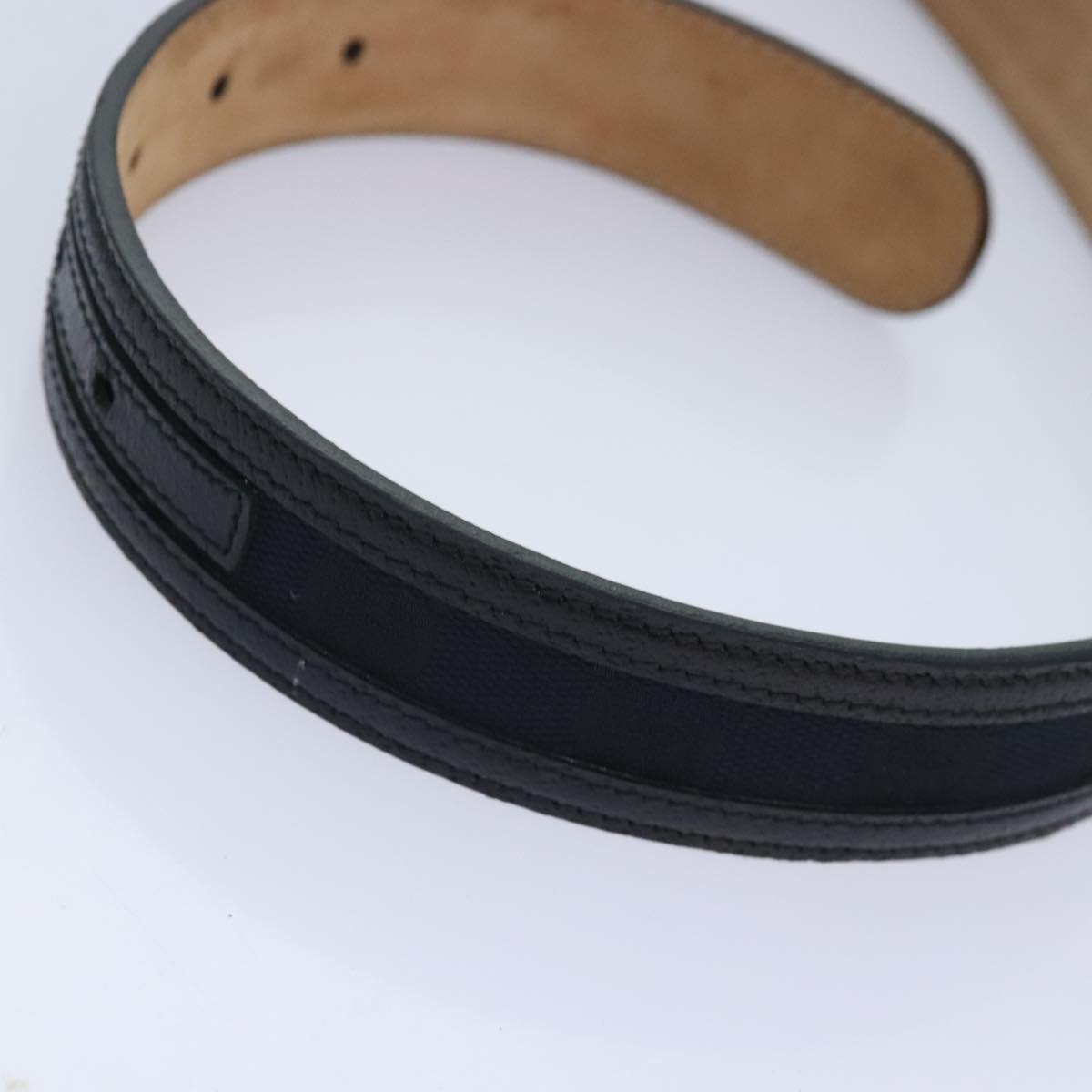 GUCCI Interlocking GG Canvas Belt 37.4"" Black 114874 Auth 92644