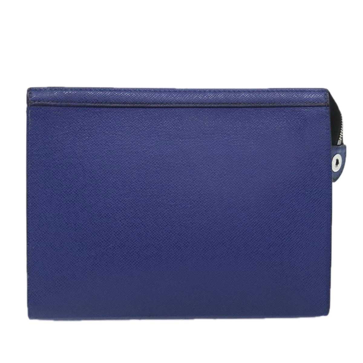 LOUIS VUITTON Taiga Pochette Voyage MM Clutch Bag Blue M30575 LV Auth 92645